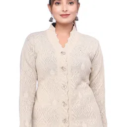 WOOL 4U Women Self Design Woollen Cardigan-image-74