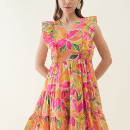 CORSICA Floral Print Flutter Sleeve Georgette Fit & Flare Mini Dress-image-40