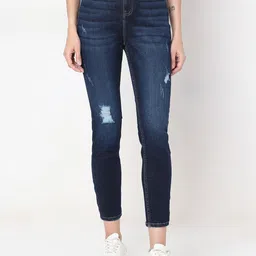 Vero Moda Women Skinny Fit High-Rise Mildly Distressed Light Fade Stretchable Jeans-picture-34