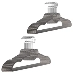 Kuber Industries 20Pcs Grey Velvet Hanger For Clothes-12