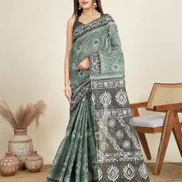 Jevi Prints Floral Pure Cotton Saree-picture-1