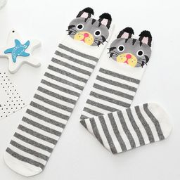 NESKA MODA Girls Striped Cotton Knee-Length Socks-15