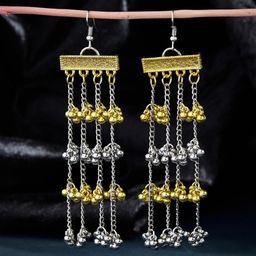Sangria German Silver -Plated Artificial Beaded Drop Earrings-23