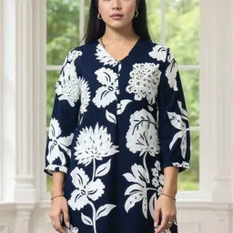 Indo Era Floral Printed Screen Techinque Kurta With Trousers-picture-43
