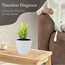Kuber Industries White & Red 6 Pieces Diamond Pattern Durable Planters image 4