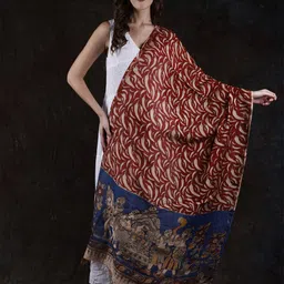 Exotic India Kalamkari Dupatta From Telangana With Hand Painted Wedding Palanquin-picture-15