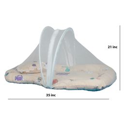 Mittenbooty Cotton Mosquito Net With Attached Bedding Set Kitty Print - Light Peach image 3