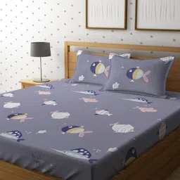 Myntra Elegant Homes Multicoloured Cartoon Characters 300 TC Queen Bedsheet with 2 Pillow Covers-image-63
