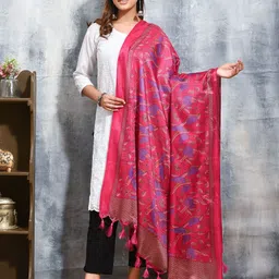 swatika Woven Design Ethnic Motifs Tasselled Dupatta-16