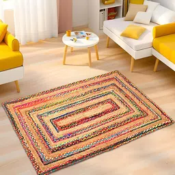 Kuber Industries Yellow & Pink Striped Anti-Skid Carpet-40