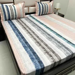 Pure Decor Majestic Pink Striped 380 TC Pure Cotton King Bedsheet Set 2.72 m x 2.77 m-image-55