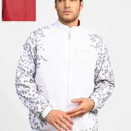 Skechers Men Mock Collar Abstract Printed Casual Bomber Jacket-picture-9
