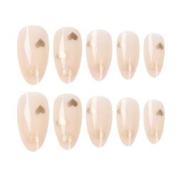 GLOW CUPID 24 Pieces Reusable Press On Nails - Golden Hearts-20