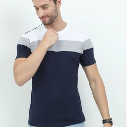 REYA Men Colourblocked Round Neck Cotton T-shirt-image-54