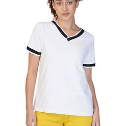 ONE SKY Women V-Neck Extended Sleeves Pockets T-shirt-image-76