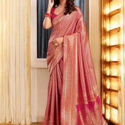 Blissta Woven Design Zari Silk Blend Banarasi Saree-image-68