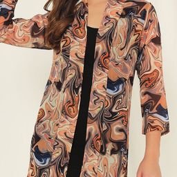 TANDUL Abstract Printed Open Front Shrug image 5