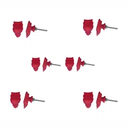 Indianshelf 6Pcs Red Textured Resin Owl Knobs-picture-3