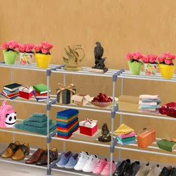 Decent Hut Blue Portable Stainless Steel Shoe Rack With 12 Shelves-picture-58