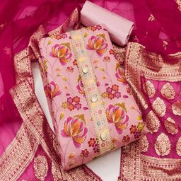 ASISA Embroidered Organza Unstitched Dress Material-image-79