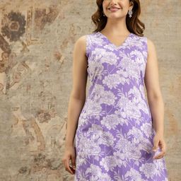 EthniFlair Floral Printed V-Neck Cotton Kurti-picture-51