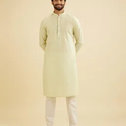 Manyavar Men Geometric Woven Designs Mandarin Collar Straight Kurta With Pyjamas-picture-47