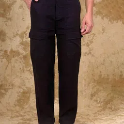 BLUEBIRD Men Cotton Smart Loose Fit Cargos Trousers-image-23