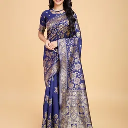 RICH & ROMAN Woven Design Zari Pure Silk Banarasi Saree-picture-57
