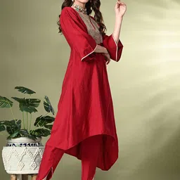 Sangria Embroidered Regular Kurta with Dhoti Pants & With Dupatta image 4
