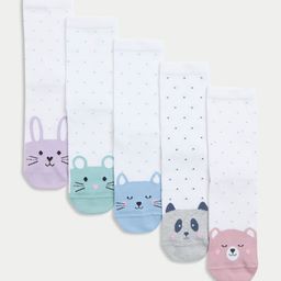 Marks & Spencer Girls Pack Of 5 Patterned Ankle-Length Toe Face Socks-44