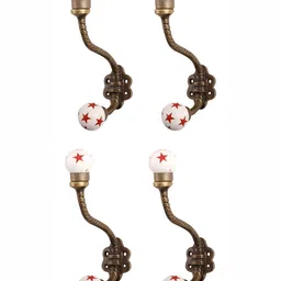 Indianshelf White & Red 4 Pieces Printed Storage Hooks-9