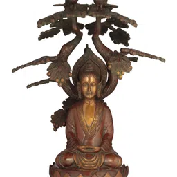 Exotic India Buddha Idol One Seated Under The Bodhi Tree In Brass Made In India Showpiece-image-43