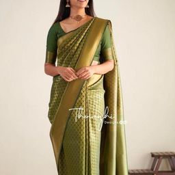 CaniBani Green Silk Blend Banarasi Sarees-image-57