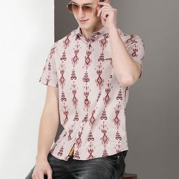MaverIQ Men Slim Fit Ethnic Motifs Printed Spread Collar Cotton Casual Shirt-picture-3