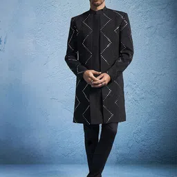 VASTRAMAY Men Embellished Knee Length Sherwani Set-picture-34