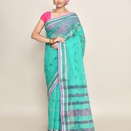 PUKU Woven Design Pure Cotton Taant Saree-image-131