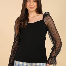 SAFFE Bell Sleeve Net Top-image-77