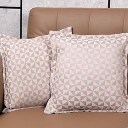 Saral Home Beige Set of 2 Geometric Square Cushion Covers-19