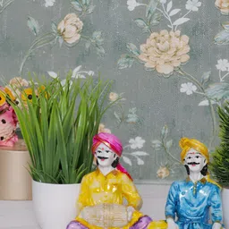 Aura White & yellow 4 Pieces Musician Showpieces & With Artificial Plant image 5