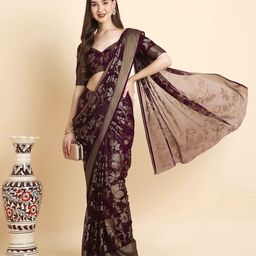 RATAN Floral Zari Poly Georgette Saree-picture-52
