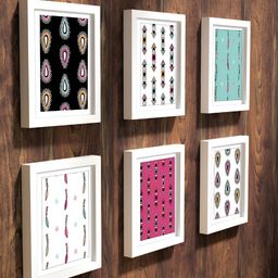 RANDOM White & Pink 5 to 7 Pieces MDF Wall Photo Frames-43