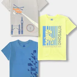 YUV Boys Selection Of 3 Printed Round Neck T-shirt-image-42