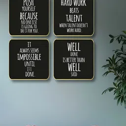 Myntra Elegant Homes 4 Pieces White & Black Motivational Quotes Printed Wood Wall Art-image-60