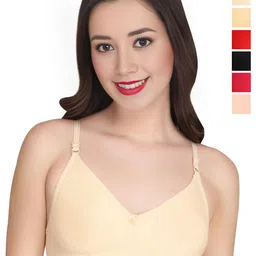Liigne Women Pack Of 6 Cotton Full Coverage Non-Wired Non Padded T-shirt Bra-picture-30