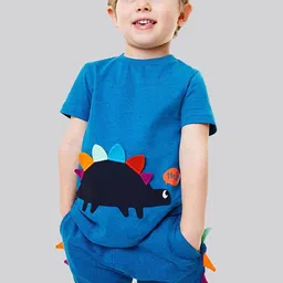 INCLUD Boys Applique Work Round Neck T-Shirt With Shorts-19
