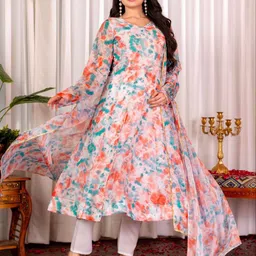 PAYAL CREATION Floral Print Fit & Flare Kurta Set image 3