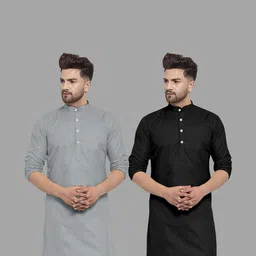 VS MALL Men Black Kurtas-image-48
