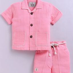 LITTLE COLLARS Boys Short Sleeves Pure Cotton Shirt With Shorts-image-81