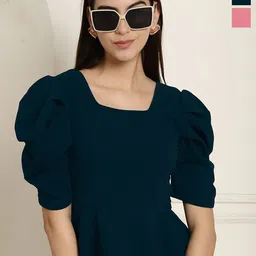 Metronaut Pack of 2 Women's Puff Sleeve Peplum Top-picture-34