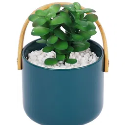EarthCraft Blue & Green Succulent Artificial Plant Ceramic Pot with Handle-picture-58